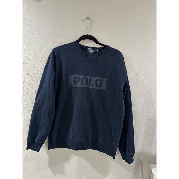 Polo By Ralph Lauren Mens Sweatshirt Crew Neck Blue size M Spell out logo - Picture 1 of 7